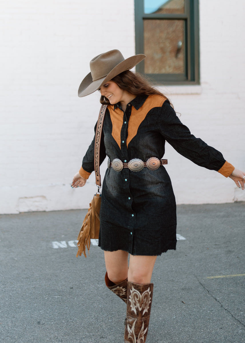 Black Jean Western Dress – Buckin' Bronc Saloon