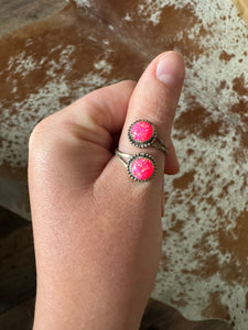 Native Made Sterling Silver Pink Opal Ring [Adjustable]