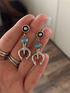 Native Made Navajo Sterling Silver Turquoise Naja Post Earring's