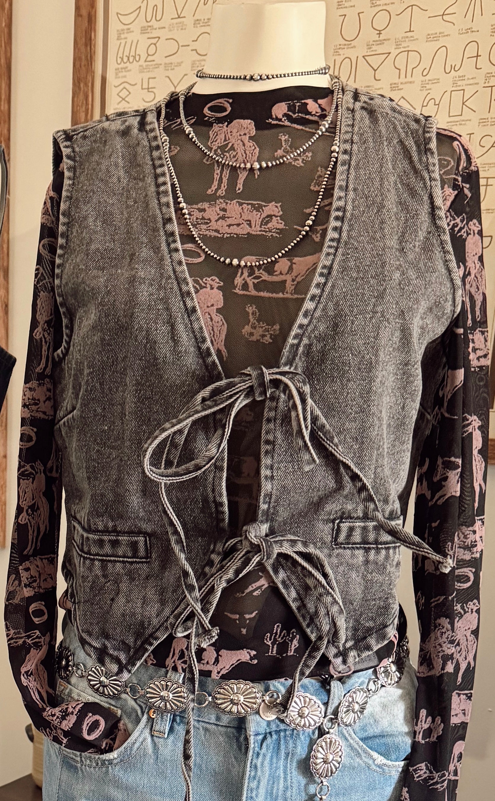 Black Jean Cowgal Vest