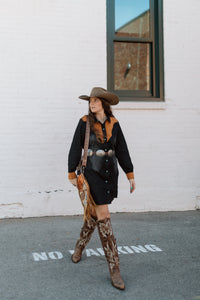 Black Jean Western Dress – Buckin' Bronc Saloon Black Jean Western Dress – Buckin' Bronc Saloon