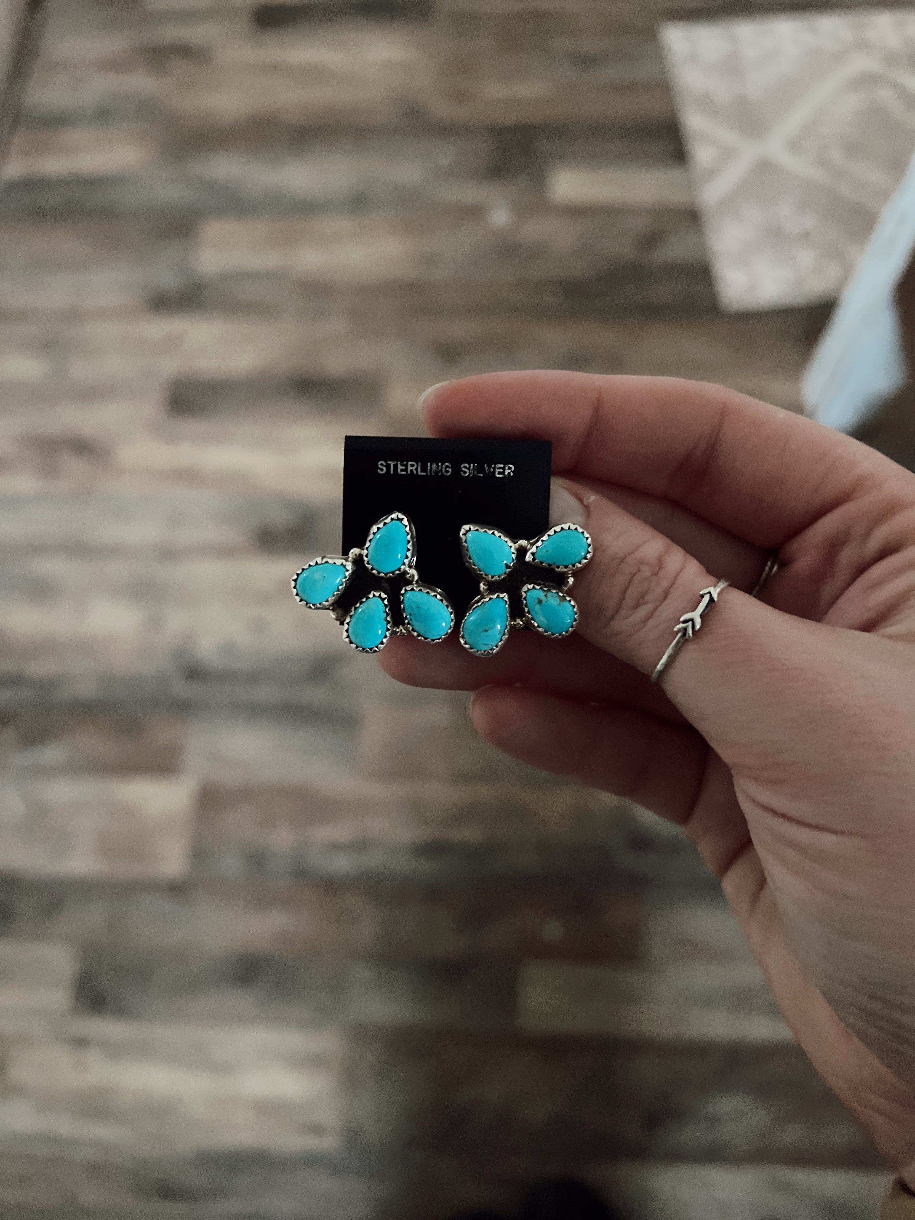 Turquoise Sterling Silver Cluster Earrings