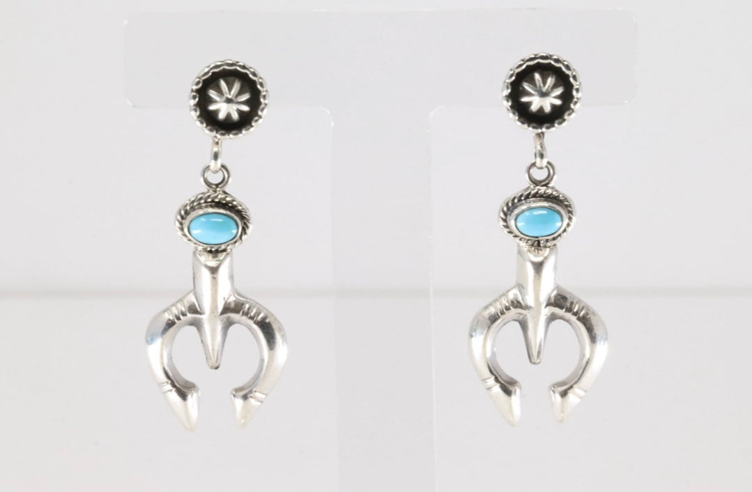 Native America Navajo Sterling Silver Turquoise Naja Post Earring's