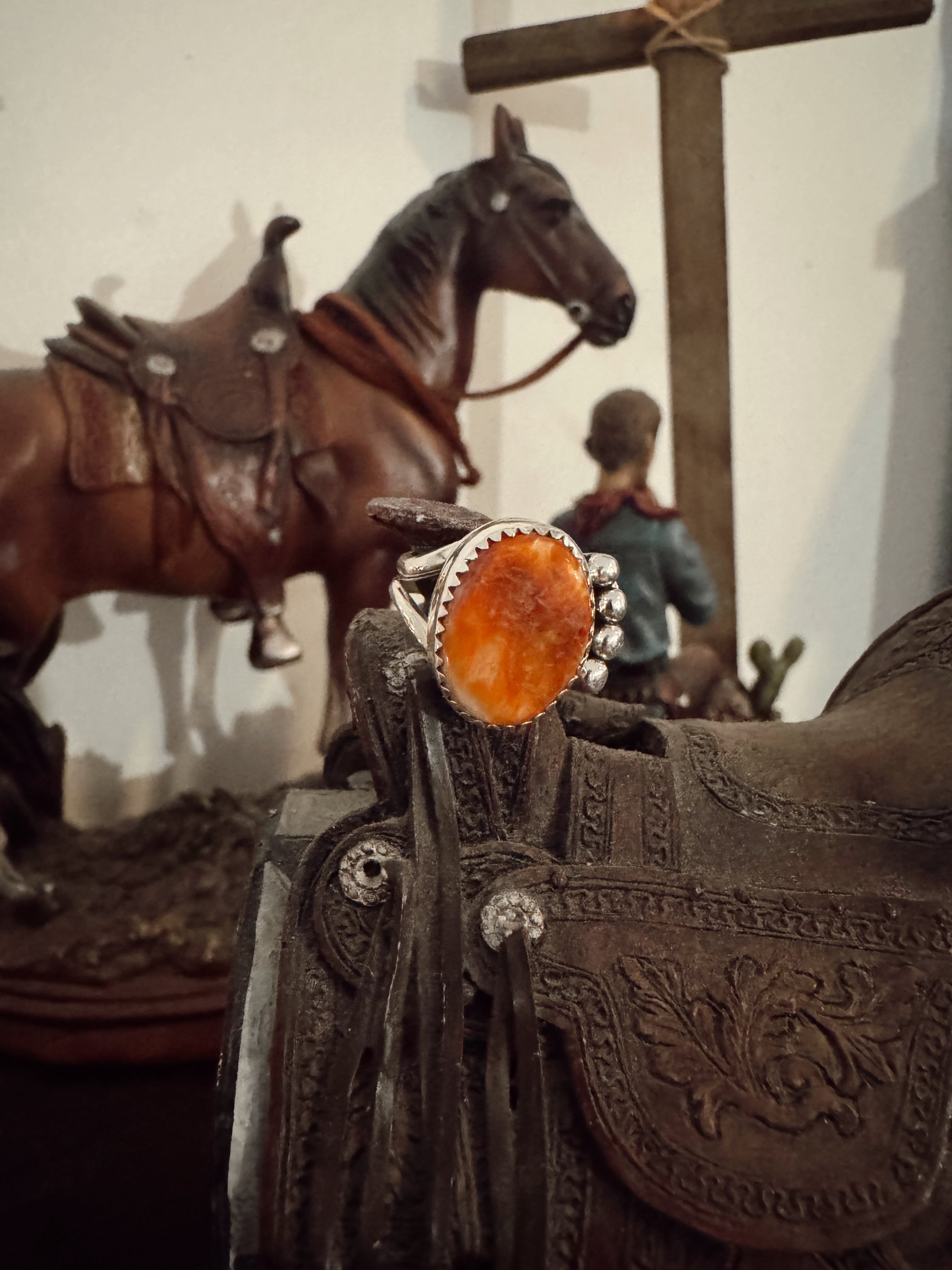 Spiny Oyster Sterling Silver Ring [Size 6.25]