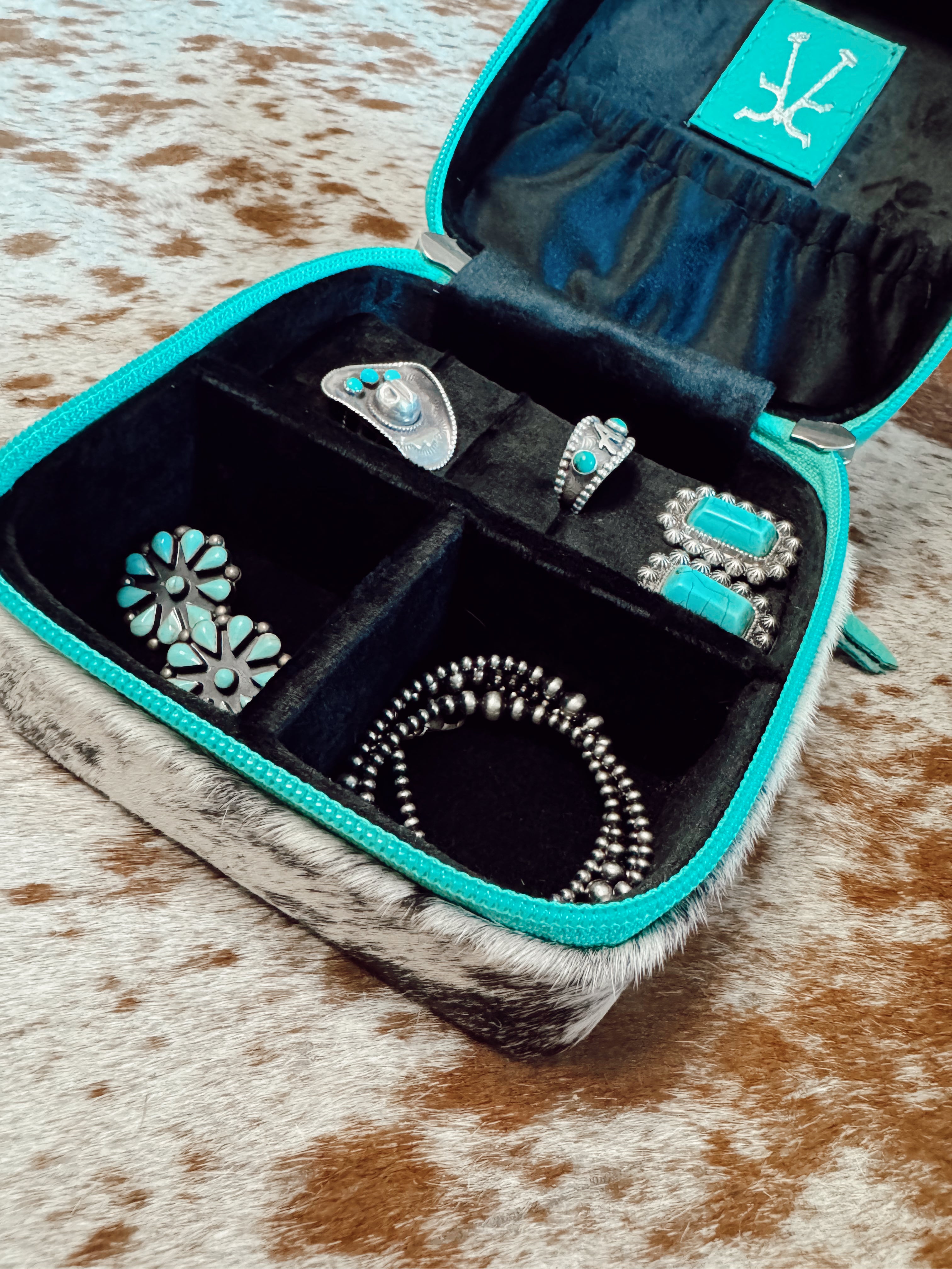 Cowhide Jewelry Travel Case