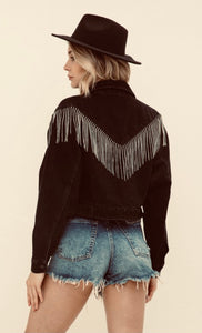 Rhinestone Cowgirl Cropped Denim Jacket
