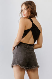 Black Frayed Jean Shorts (XS-L)